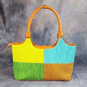 💜Vintage Goldfish Multicolored Retro Patchwork Colorblock Purse